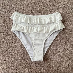 White high waisted ruffle bikini bottom